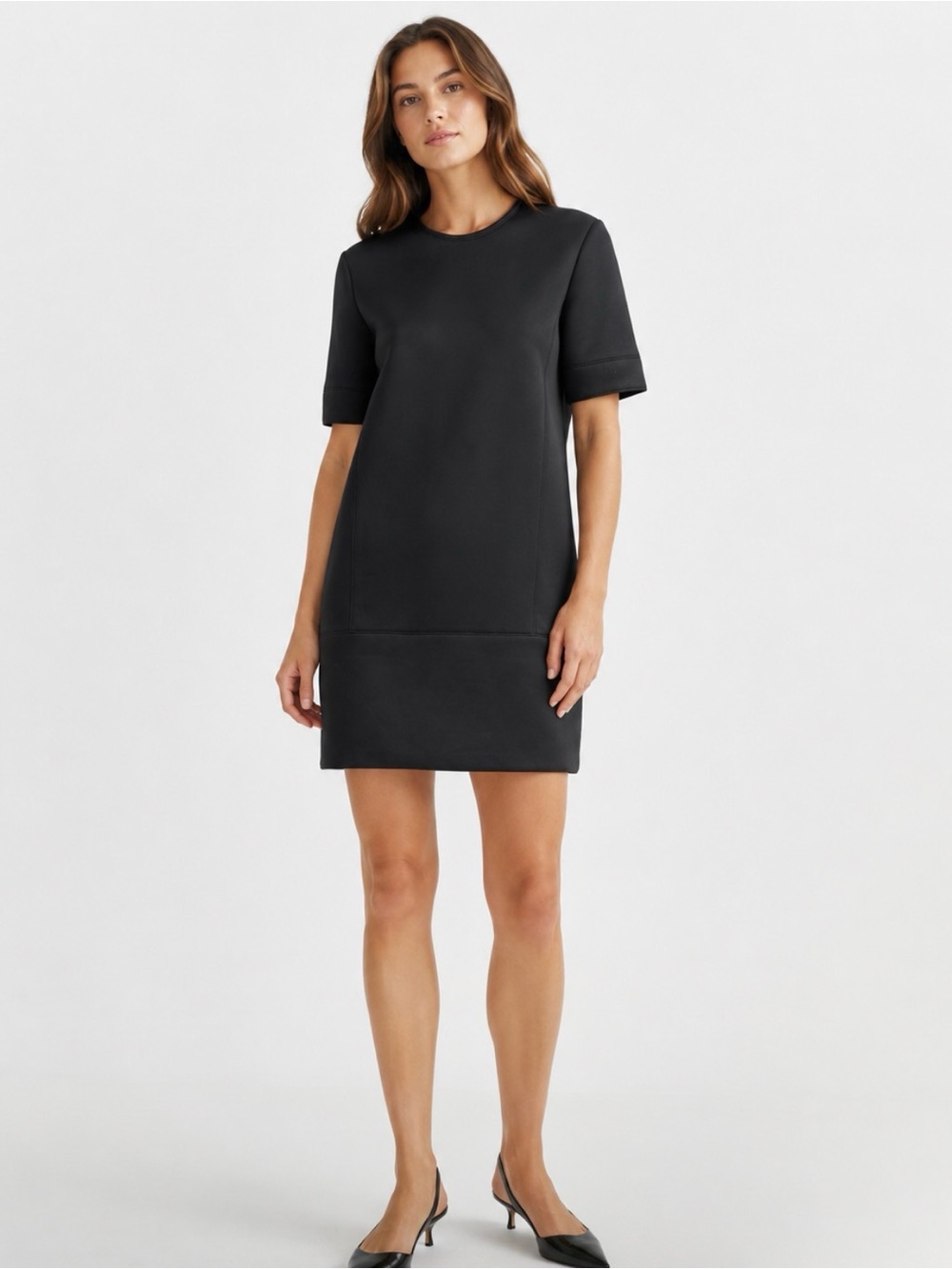 Tibi Black Short-Sleeve Mini Shift Dress